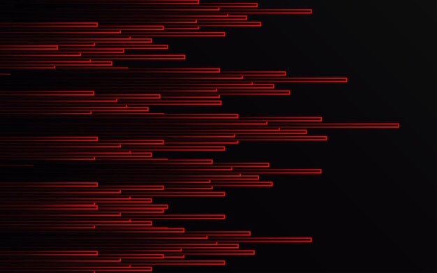 Бесплатное векторное изображение Абстрактные линии красного света. увеличение скорости трубы на черном фоне.
