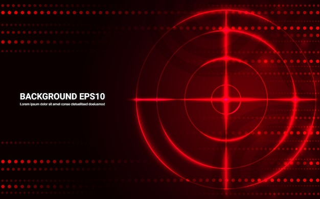 Abstract red target, shooting range on black background.