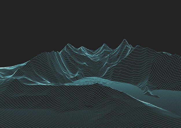 Abstract retro wireframe landscape background design