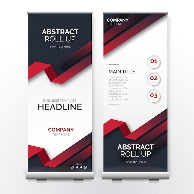 Abstract Roll Up Template With Red Shapes
