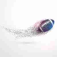 Free vector abstract rugby ball flying with particles