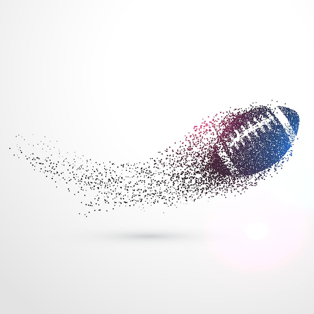 Abstract rugby ball flying with particles
