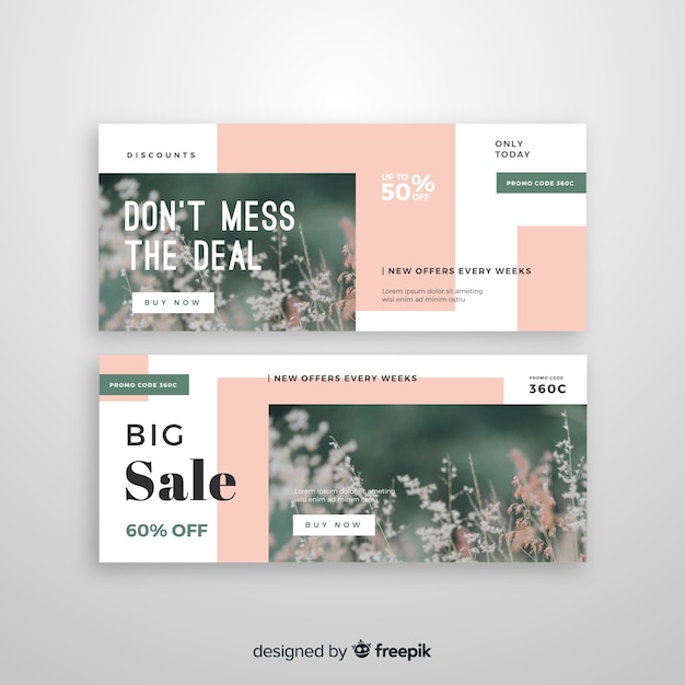 Abstract sale banners template with photo