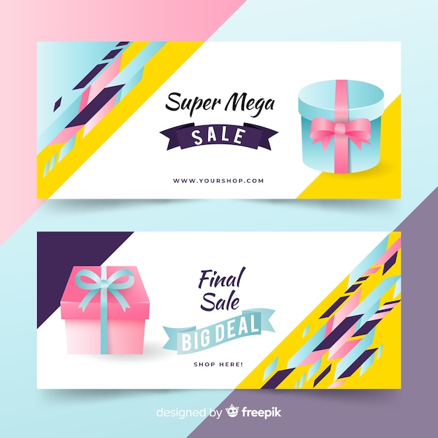 Abstract sale banners with realistic elements