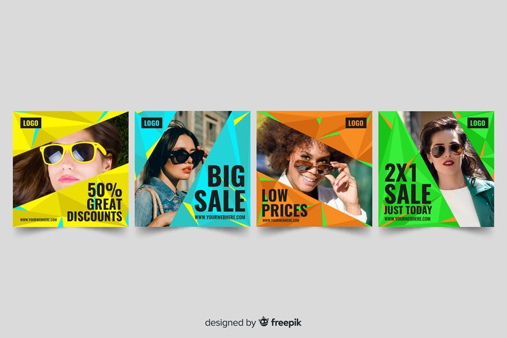 Free Vector abstract sale instagram post collection with photo