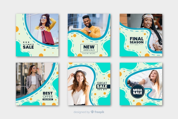 無料ベクター 写真と抽象的な販売instagram投稿コレクション
