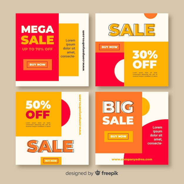 Free vector abstract sale instagram post collection