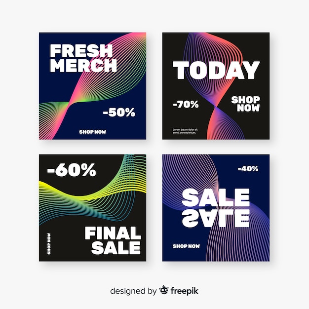 Free vector abstract sale instagram post collection