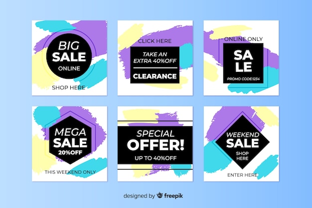 Free vector abstract sale instagram post collection