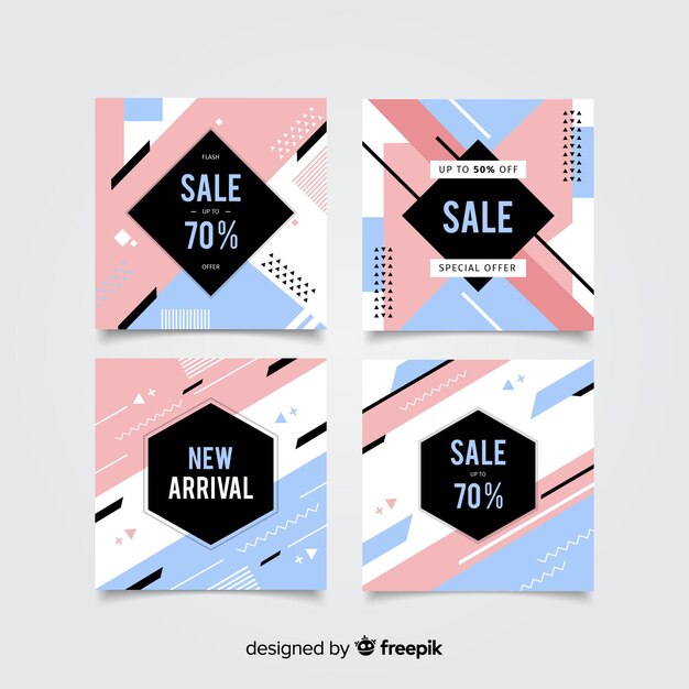 Free vector abstract sale instagram post collection