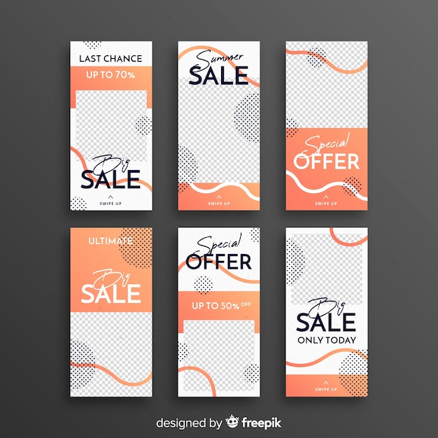 Free vector abstract sale instagram story collection