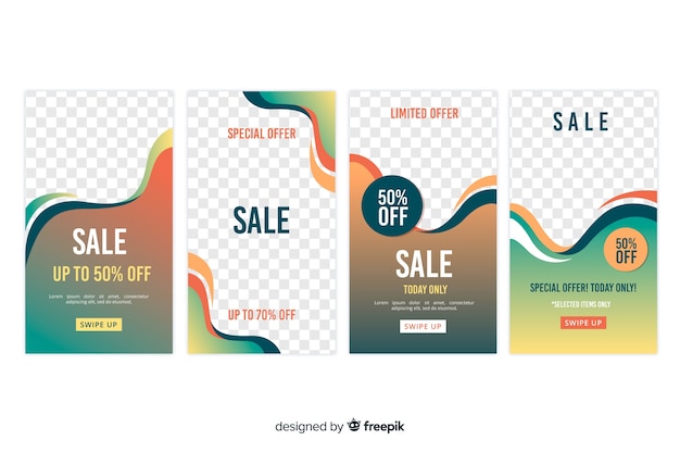 Free vector abstract sale instagram story collection