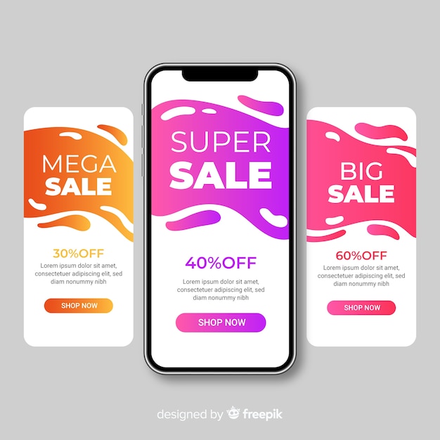 Free vector abstract sale instagram story collection