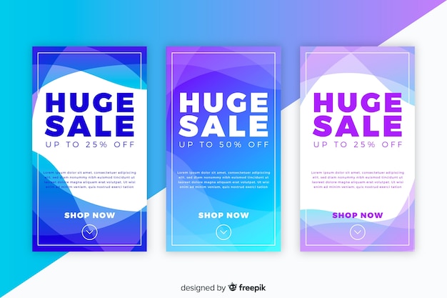 Free vector abstract sale instagram story collection