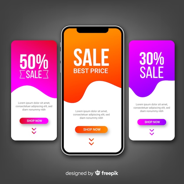 Free vector abstract sale instagram story collection