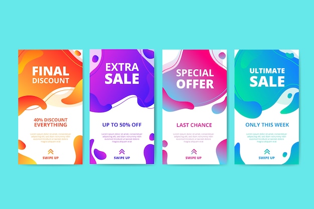 Free vector abstract sale instagram story set