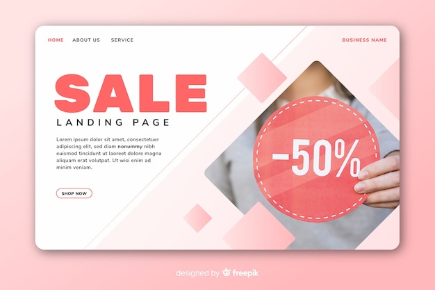 Free vector abstract sale landing page template