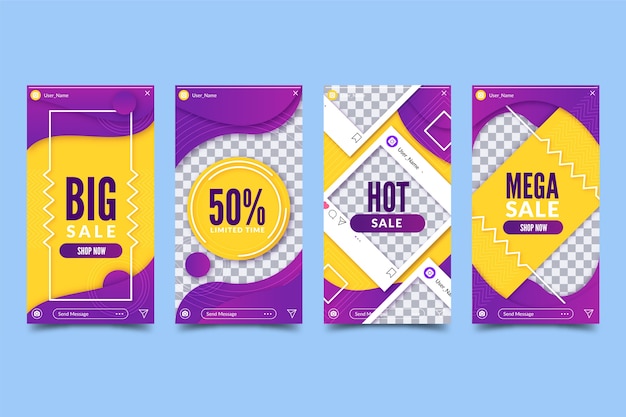 Free vector abstract sale stories collection with colorful shapes