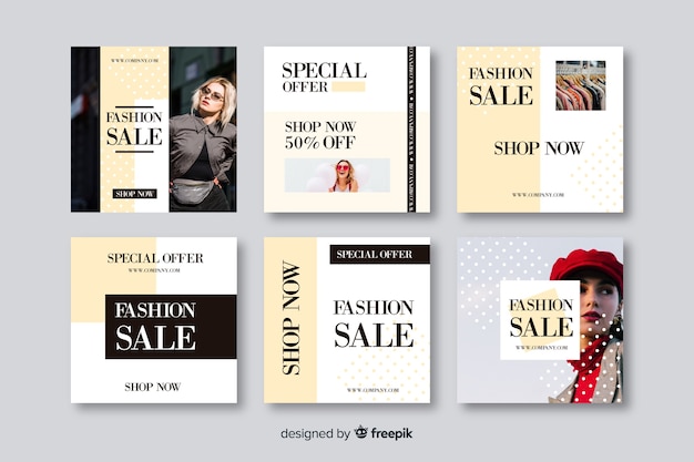 Abstract sales banners for social media