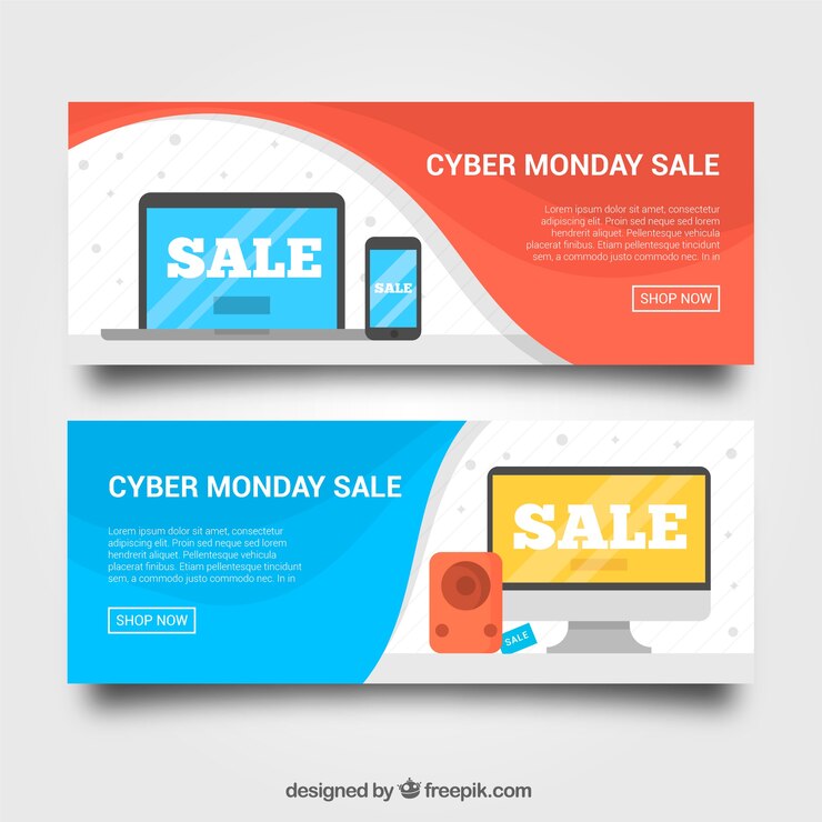 Free Vector abstract sales cyber monday banners