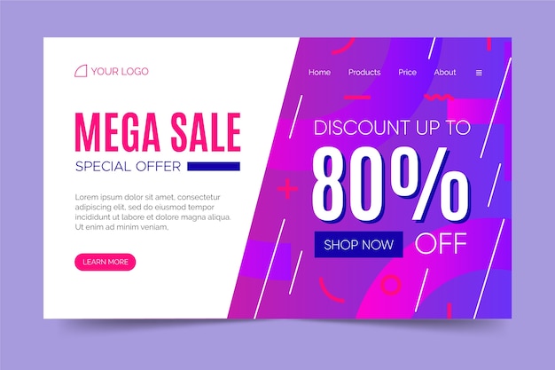 Abstract sales landing page memphis style