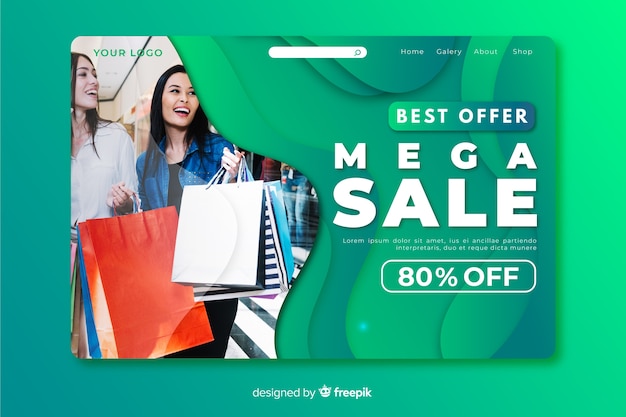 Abstract sales landing page with image