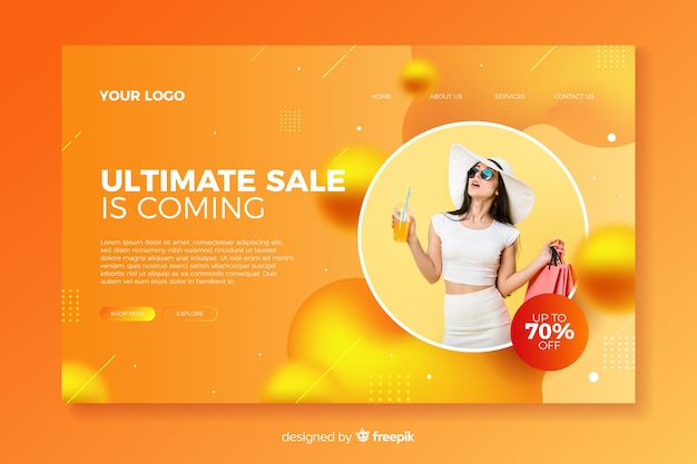 Abstract sales landing page with image