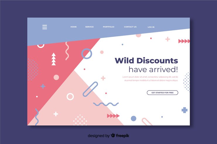 無料Vector メンフィスの抽象的な販売ランディングページ