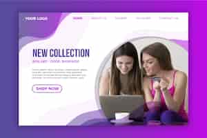 Free vector abstract sales landing page with photo
