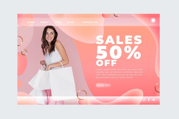 Abstract sales landing page with photo