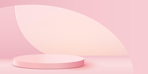 Abstract scene background cylinder podium on pink background product presentation mock up show cosme...