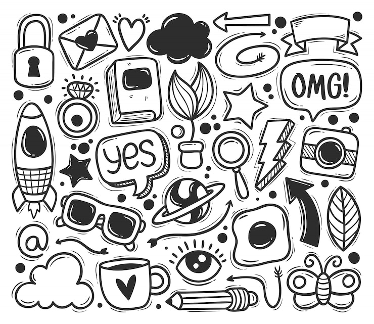 मुफ़्त वेक्टर abstract scribble icons hand drawn doodle coloring  