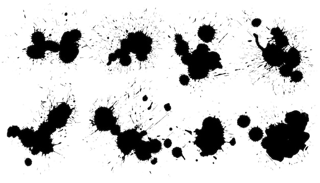 Abstract set of ink splatter grunge stains