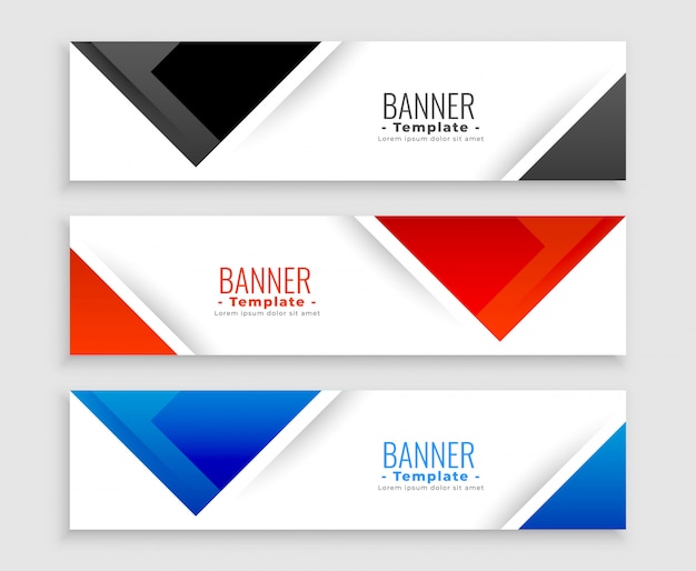 Abstract set of modern banners in triangle shapes