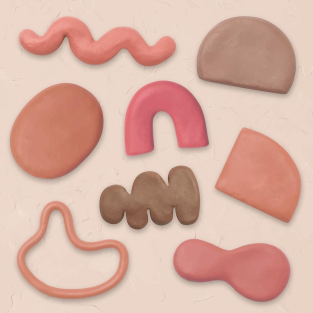 Abstract shape clay craft vector texture in earth tone diy creative art set