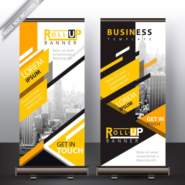 abstract shape yellow roll up banners