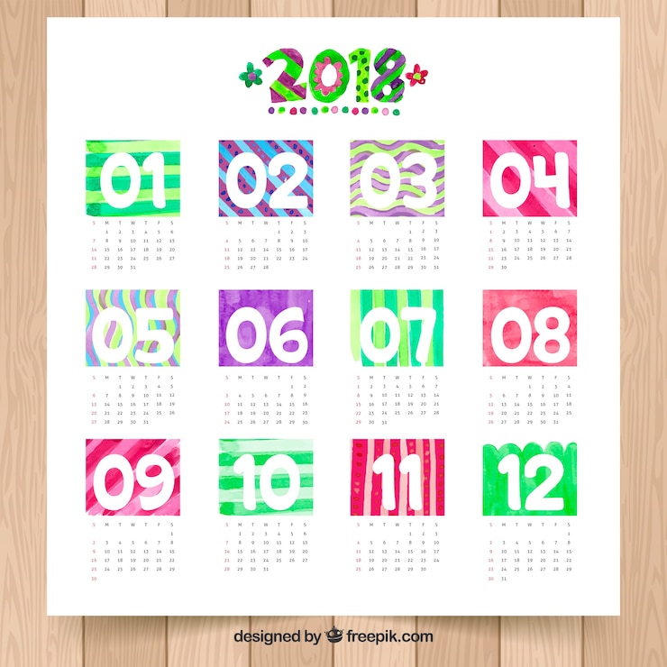 Free Vector abstract shapes 2018 calendar template