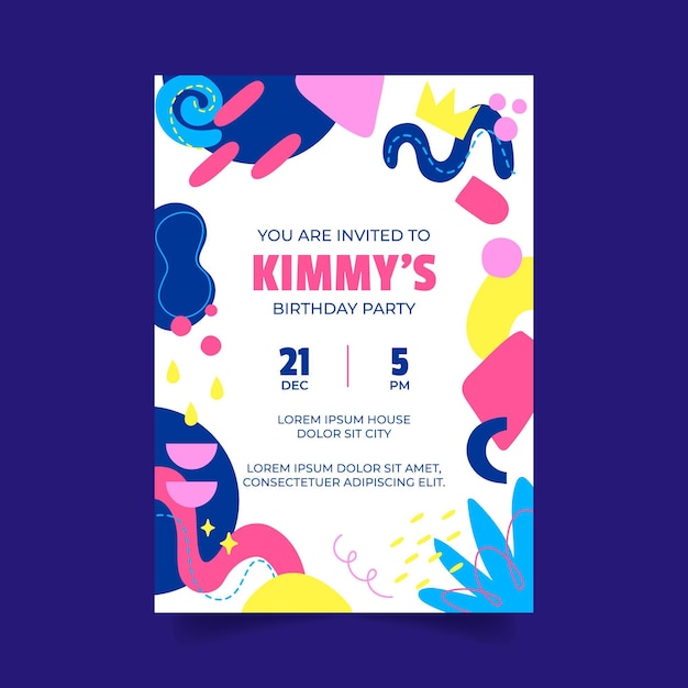 Abstract shapes birthday invitation