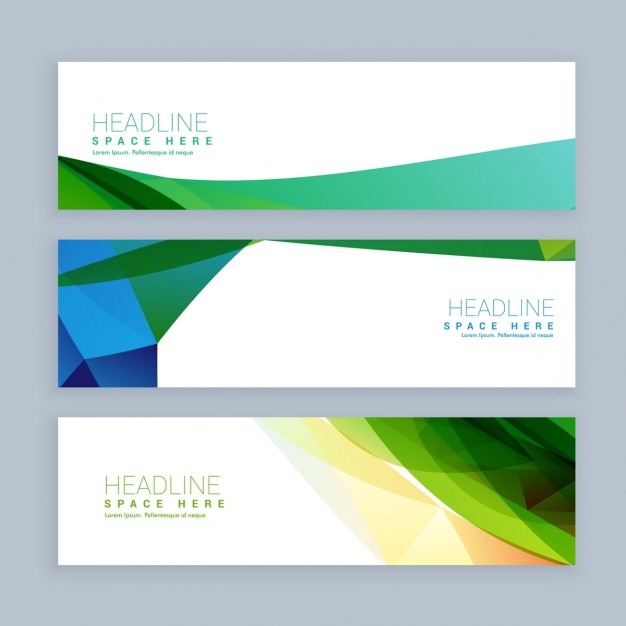 Free vector abstract shapes colored banners set