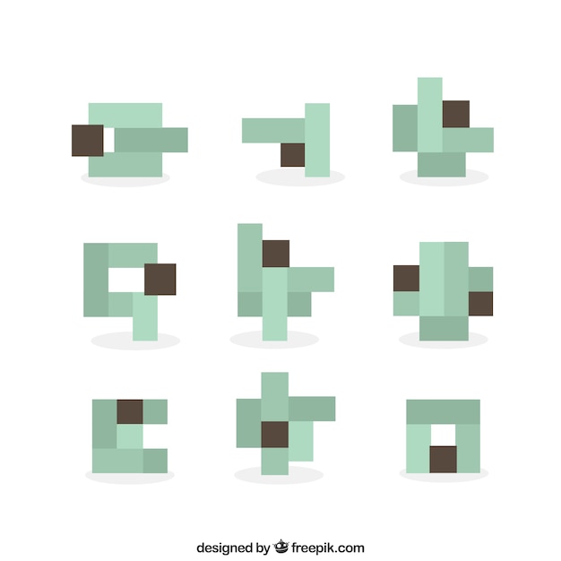 Free vector abstract shapes made up of pixels