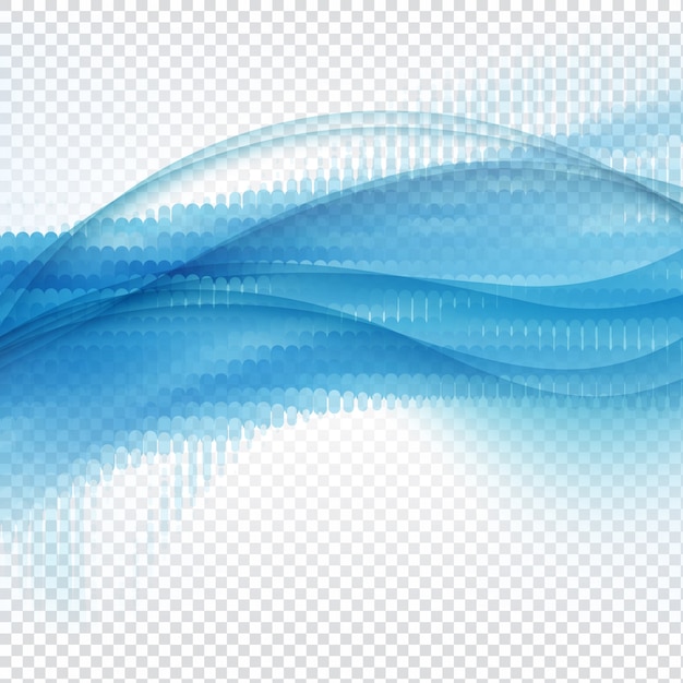 Абстрактный синий дизайн волнистые на прозрачном фоне