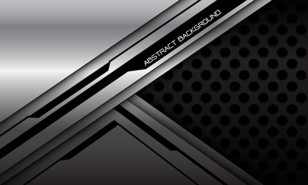 Абстрактный серебристо-серый металлик черный кибер-геометрический дизайн технологии футуристический фон вектор