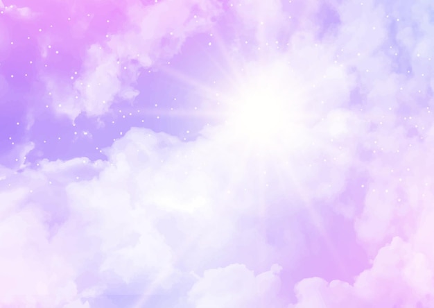 Abstract sky background with decorative sugar candy clouds design