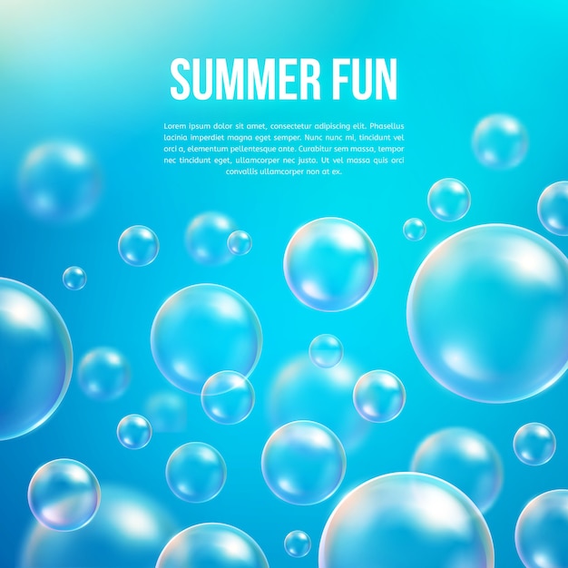 Vettore gratuito sfondo astratto bolle di sapone. cerchio trasparente, sfera della sfera, mare dell'acqua e reticolo dell'oceano