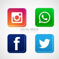 Abstract social media icons set design