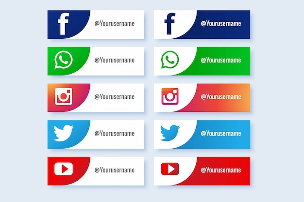 Raccolta popolare del bottone delle icone di media sociali astratti