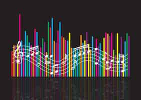 Free vector abstract soundwaves background with music notes