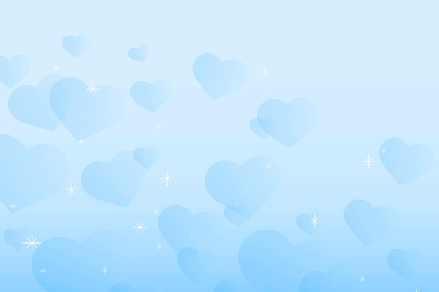 Free vector abstract sparkle blue hearts background