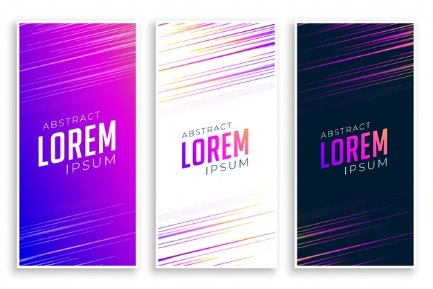 Abstract speed lines banners set