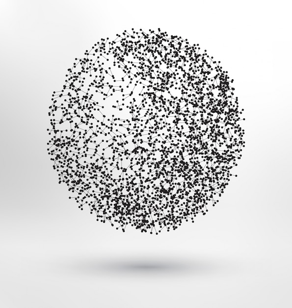 Abstract sphere made of molecules